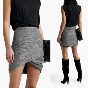 IRO Brendal Skirt Size 34 XS Silver Lame Mini Wrap Effect Sparkle Metallic